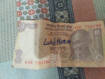 Genuine ₹10 Indian note with unique serial number 792786 (contains the lucky 786 sequence). Great for collectors. Serious buyers only.