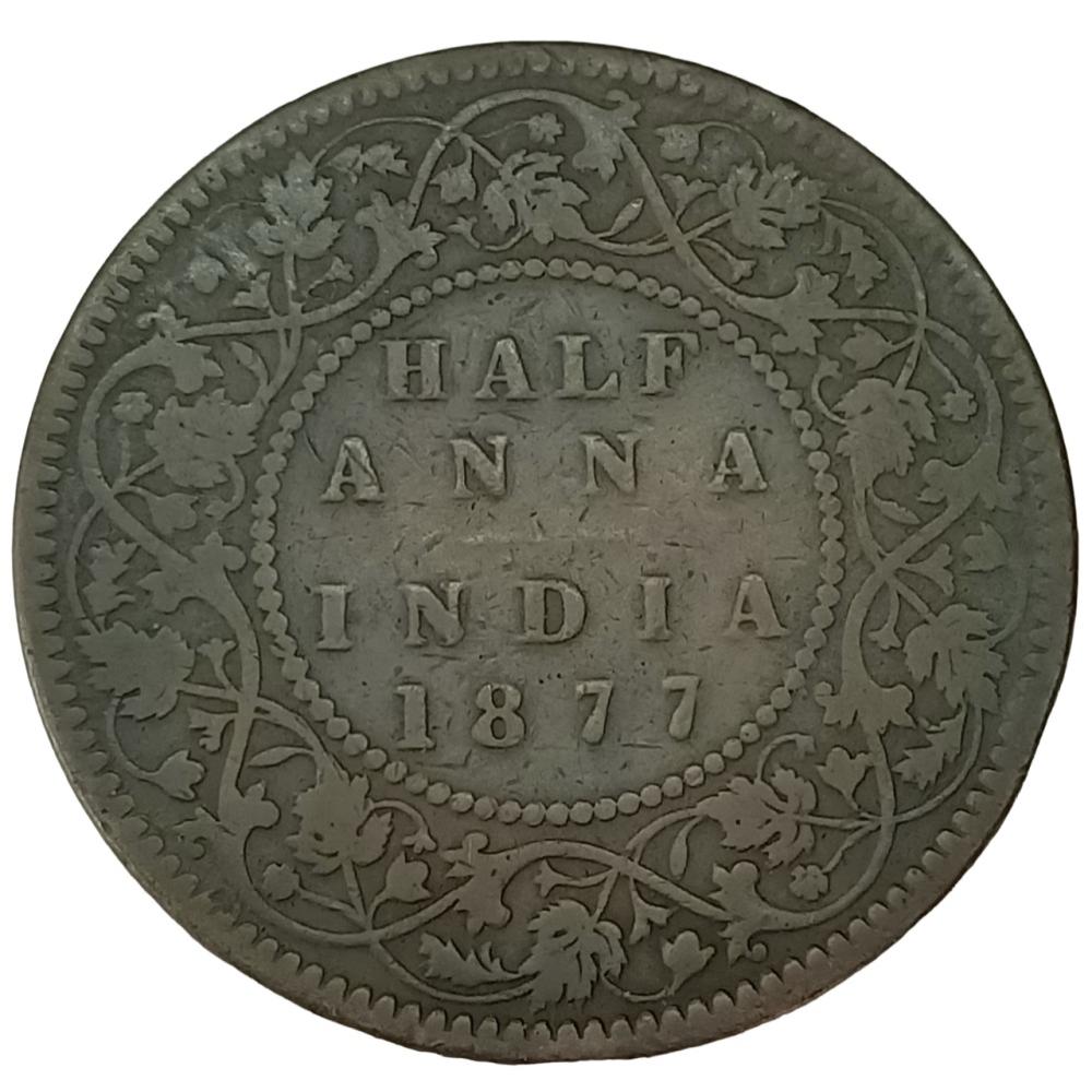 Extremely Rare Half Anna 1877 Coin of Victoria Empress British India ...