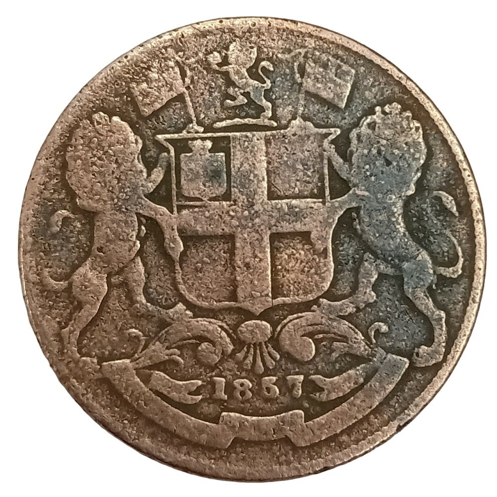 Extremely Rare One Quarter Anna 1835 of British India Coin NH1327