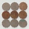 Rare 9 Coin Set One Anna Copper-Nickel Coin of King George VI British India Coinage