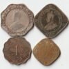 Rare Four Coins Set of 1/2, 1, 2, 4 Anna 1918-20 George V and George VI 1944-46 Different Metals Collectible Coins of British India