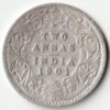 Rare Two Anna 1901 Victoria Empress British India Small Silver Beautiful Coin Extremely Fine Grade