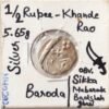 Rare 1/2 Rupee Khande Rao Silver Coin of 5.65g Princely State of Baroda Obverse Sikka Mubarak Badshah Ghazi
