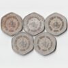 5 Coins Set of Twenty Paise 1982 Aluminiuma Coin of Hyderabad Mint Commemorative Issue FAO- World Food Day Collectible Coins of Republic India