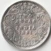 Extremely Fine Grade Two Anna 1891 Silver Coin of Victoria Empress British India Coinage
