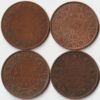 4 Coins Set of One Quarter Anna 1939 to 1942 Bronze Coin of King George VI British India Coinage
