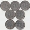 7 Coins Lot of One, Two Rupees Different Dates Set of Aluminium Coin of Republic India