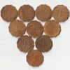 10 Coins Lot of One Anna 1943-1944 Nickel-Brass Coins of King George VI British India Coinage