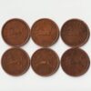 Complete Six Coins Set of One Pice 1950 to 1955 Copper Coin of Republic India Coinage