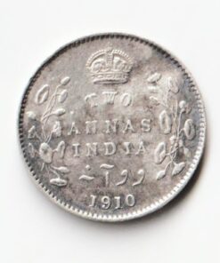 Two Anna 1910 of Edward Vii of Rare British India Coin in Extremely Fine Grade Silver Coin