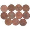 11 Coins Set of One Quarter Anna 1862-1901 CopperCoin of Victoria Empress British IndiaCoinage