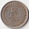 Malaya Five Cents 1948 Copper-Nickel Coins of George VI Collectible Coins of Malaysia