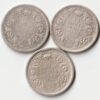 3 Coins Set of 1/4 Rupee 1943 Silver Coins of King George VI British India Coinage