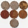 7 Coins Set of One Anna 1939 to1946 of George VI King Emperor British India Coinage