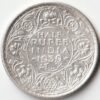 Extremely Rare Half Rupee 1939 Bombay Mint Silver Coin of Long fleur in Crown Head King George VI British India Coinage
