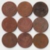 Rare 9 Coins Set of One Quarter Anna 1862 to 1897 Copper Coins Set of Empress Victoria British India Coinage