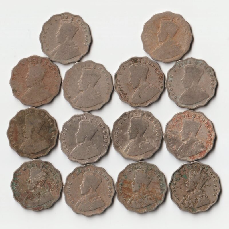 Rare Mints King George V Rare 14 Coins Set of One Anna 1917 to 1936 Different ...