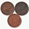 Rare 3 Coins Set of 1/2 Pice Victoria Empress Copper British India Coins