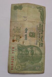 TRACTOR IMAGE NOTE OLD FIVE RUPEES NOTE 2010 YEAR