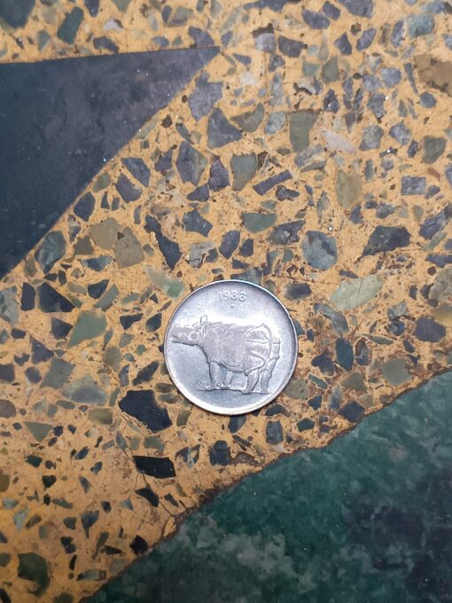 25 paise rare antique coin worth 5 lac with rhinoceros on it.