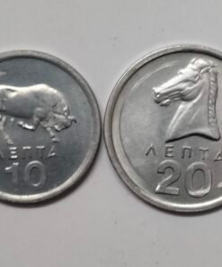 Greece 2 Unc coins set 10 Lepta and 20 Lepta animal theme