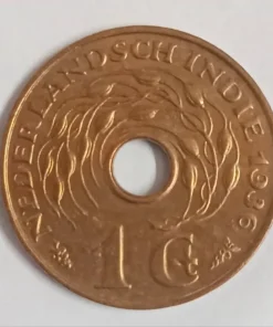 Netherlands East Indies 1 Cent 1936 to 1945 World coin Aunc condition hole coin