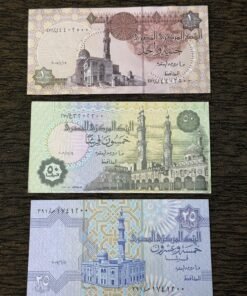 Egypt Set of 3 Bank notes 1 Pound, 50 piastres and 25 piastres