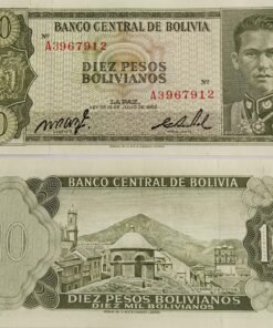 BOLIVIA - 10 PESOS - UNC & MINT CONDITION (1962)
