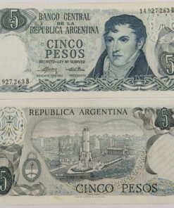 ARGENTINA - 5 PESOS LEY - UNC & MINT CONDITION ( 1974 )