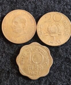 1969 Commemorative issue The centennial of Mahatma Gandhi's birth 20 paise coin - lotus blossom 20 paise coin - Nickel brass 10 paise coin set