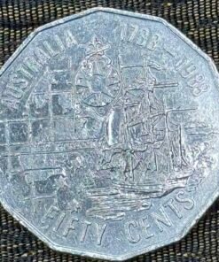 Australia 50 Cents Commemorative Coin (Bicentenary of Arrival of the First Fleet in 1788, 1988) Queen Elizabeth II