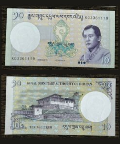 Bhutan 10 Ngultrum Banknote 2019 King Jigme Singye Wangchuck Paro Dzong UNC