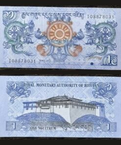 Bhutan 1 Ngultrum Banknote UNC 2013 Druk Dragons Simtokha Dzong Monastery RARE