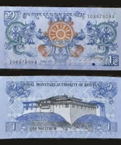 Bhutan 1 Ngultrum Banknote UNC 2013 Druk Dragons Simtokha Dzong Monastery RARE