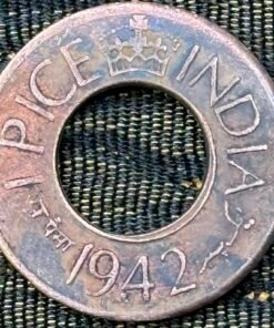 British India 1 Pice (Floral Vine Border and Central Hole / 1942) Coin