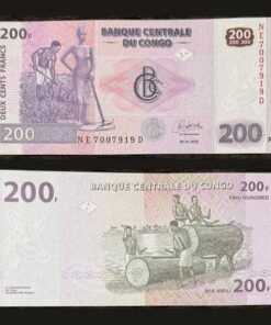 Democratic Republic of the Congo 200 Francs Banknote UNC Agriculture Wood Carving RARE
