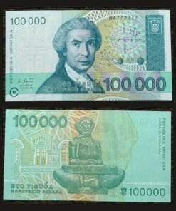 Croatia 100000 Dinara Banknote UNC Ruder Boskovic History of Croats 1993 RARE