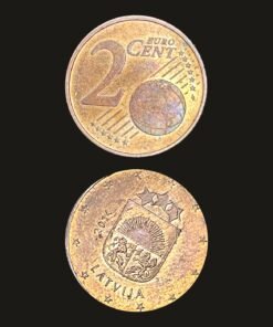 Latvia Euro 2 Cents Coin Coat of Arms Copper-Plated Steel