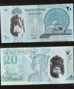 Egypt 20 Pounds Polymer Banknote UNC Mohamed Ali Mosque Cleopatra Pyramid RARE