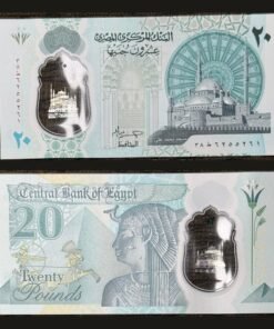 Egypt 20 Pounds Polymer Banknote UNC Mohamed Ali Mosque Cleopatra Pyramid RARE