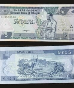 Ethiopia 5 Birr Banknote UNC 2017 Coffee Harvest Kudu Serval DU3518048 RARE