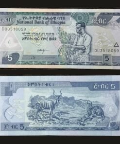 Ethiopia 5 Birr Banknote UNC 2017 Coffee Harvest Kudu Serval DU3518059 RARE