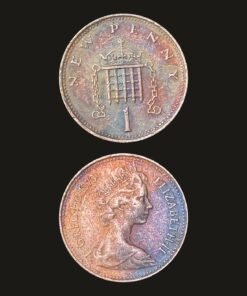 United Kingdom 1 Penny Coin Crowned Portcullis Old Design