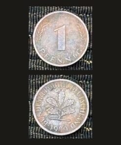 Germany 1 Pfennig Coin 1980 Oak Seedling Copper Plated Steel