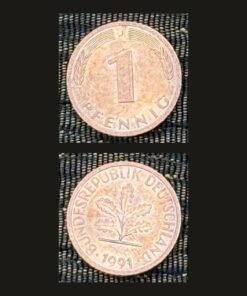 Germany 1 Pfennig Coin 1991 Oak Seedling Copper Plated Steel