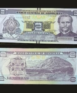 Honduras 2 Lempiras Banknote UNC 2022 Marco Aurelio Soto Amapala PWPW RARE