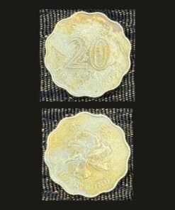 Hong Kong 20 Cents Coin 1994 Bauhinia Flower Scalloped Brass Plated Steel RARE