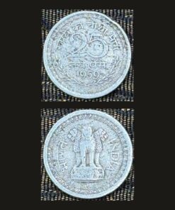 India 25 Naye Paise (Wreath Border / 1959) Coin