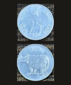 India 25 Paise (One-Horned Rhinoceros / 2000) Coin