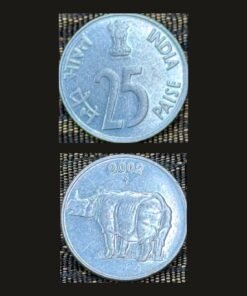 India 25 Paise (One-Horned Rhinoceros / 2002) Coin